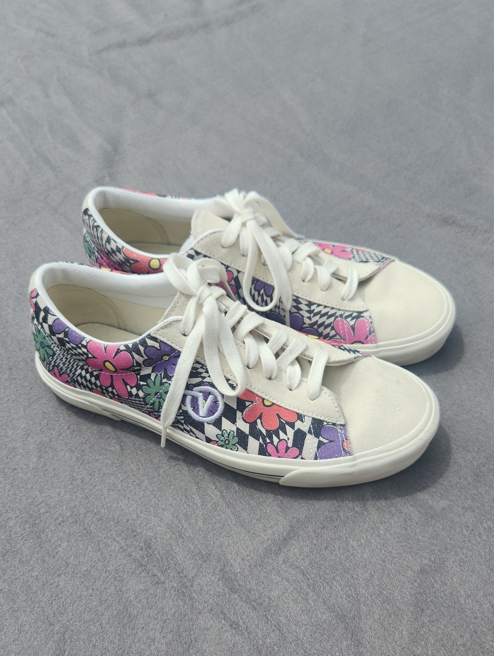 Vans Lowland CC Floral Houndstooth Checkered Low Top Sneakers Sz Womens 11.5